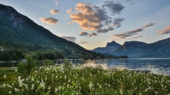 landscape of sunrise on the mountains in norway