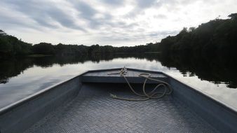 boat on the guapore river in brazil