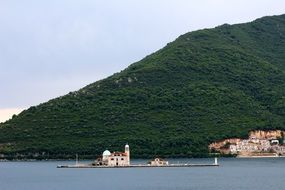 small island off the rocky coast of Montenegro