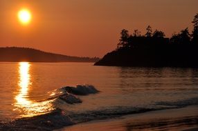 sunset over mackenzie beach, canada, british columbia