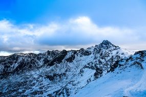 Orla Perc, tourist path in snowy mountains, Poland, Tatry