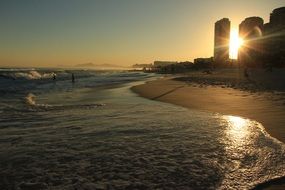 sunset over a wide beach in portugal