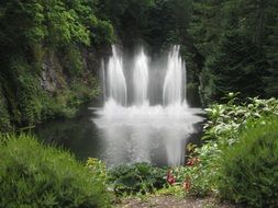 waterfall in the Butchart Garden, Canada