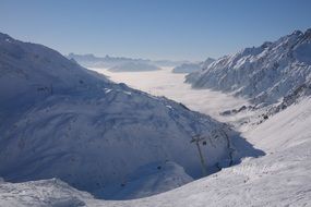 sunny ski area in the mountains