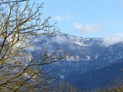 landscape of winter in the mountains on a sunny day