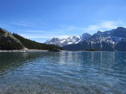 scenic upper kananaskis lake and rocky mountains, alberta, canada