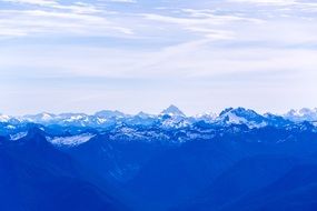 drawing of a mountain range under a blue sky