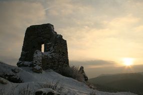 ruins on snow rocks