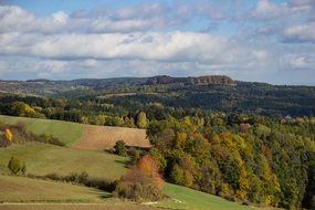 panorama of autumn landscape in franconian switzerland