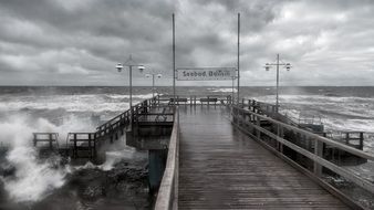 pier in the storm in Bansin