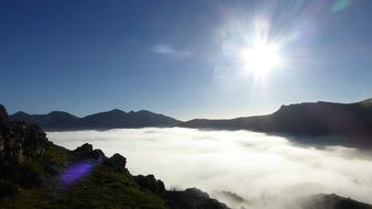 clouds under the mountains of Sunny day