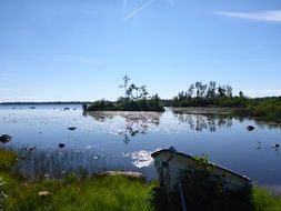 boat on a lake in sweden on a sunny day