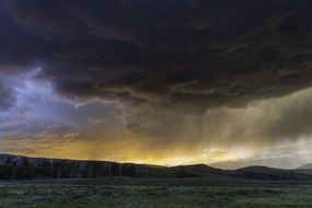 landscape of incredibly handsome Thunderstorm at Sunset