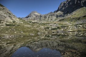 landscape of the lake and skok waterfall in Slovakia