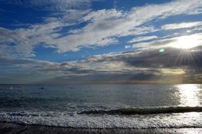 Sunset on the beach on the ocean landscape