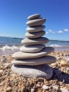 stone balance on the seaside close up