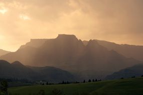 Scenic landscape of fog over the mountains in South Africa