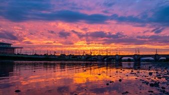 Sunset and bridge over the water