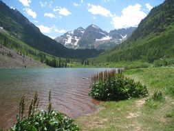 maroon bells by the lake in Colorado