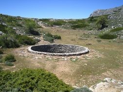 well on a mountain near a mountain road