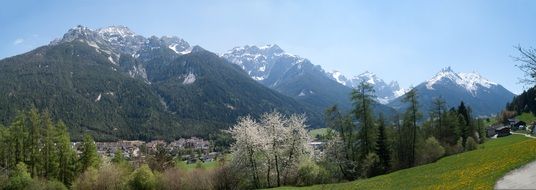 Beautiful landscape with the mountains in Stubai