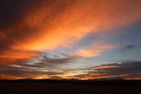 golden evening clouds over the Alsace in France