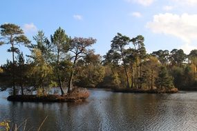 small islands on a river in the Netherlands