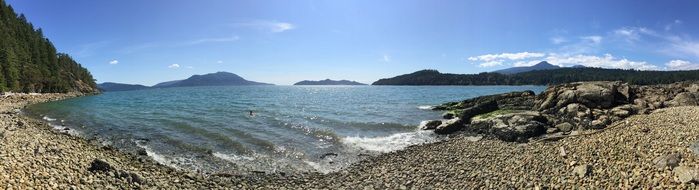 panorama of a lagoon surrounded by rocks