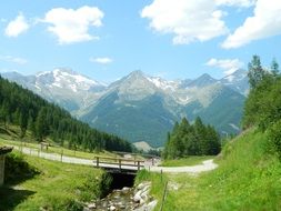 landscape of bridge over a stream in the mountains of Italy