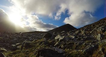 hiking trail in high mountains