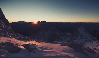 beautiful landscape of dawn over the mountains