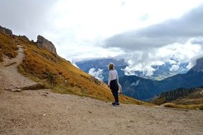 tourist in the dolomites