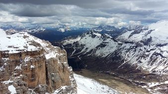 Landscape with the snowy mountains in Italy