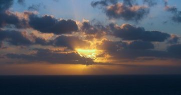 Seascape with the sunset in Hawaii