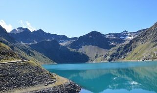 blue lake in tyrol on a sunny day
