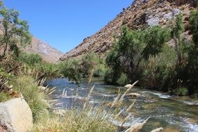 landscape of cochiguaz river in the mountains of chile