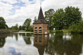 Landscape with the Church Tower in Netherlands