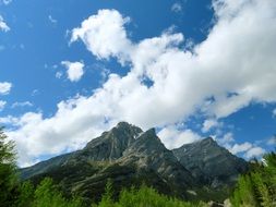 Mountain peaks at clouds, canada, Alberta, Kananaskis country