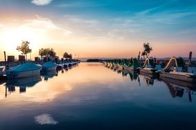 sunset over quiet lake neusiedl