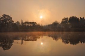 sunrise over the lake in November