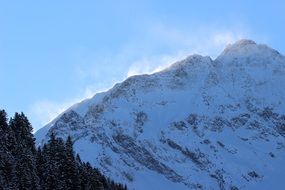 mountain in the snow in the winter sun