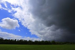 storm clouds over a green field in the Leningrad region