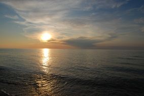 Landscape of the coast of the Baltic sea at the sunset