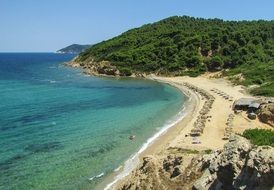 landscape of sand Beach on Skiathos island in Greece