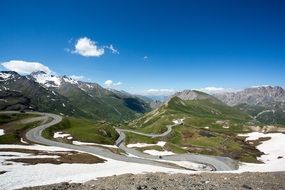 Landscape of sunny Mountain and blue Sky