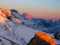 The Dolomites at the sunset