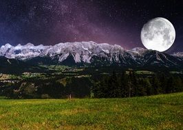 surreal landscape in the full moon