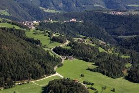 panorama of a village in the tyrol mountains in italy
