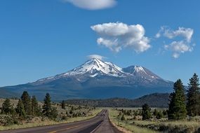 highway at the foot of mount shasta