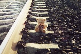 Picture of Teddy bear on a railway